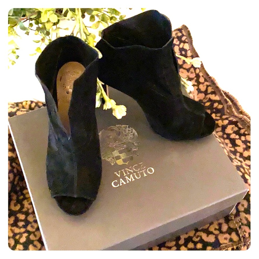 Vince Camuto Peep Toe Suede Stiletto Bootie